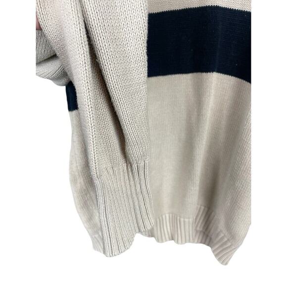 Ivy Crew Sweater Mens Size Large Cream and Navy Blue with Stripe Classic Preppy - Picture 4 of 8